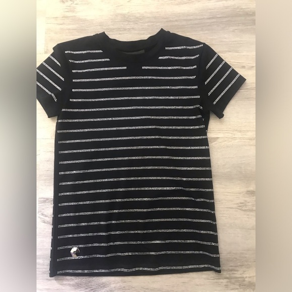 Philipp Plein Tops - Philipp Plein Black T-Shirt Rhinestone Stripes Size Medium NWOT Gorgeous